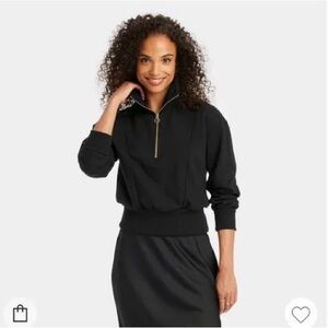 a new day Black Women's Sweatshirt with Zip-Up Collar